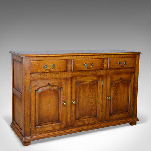 Georgian Revival Oak Sideboard, English Dresser Base, Late 20th Century - London Fine Antiques