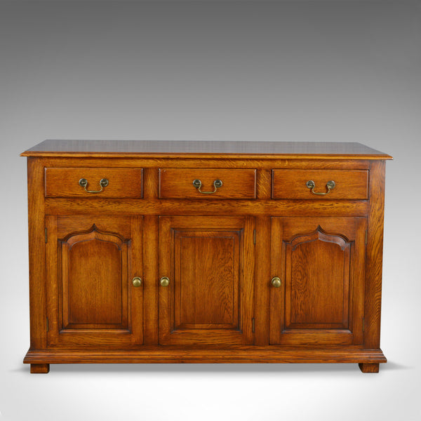 Georgian Revival Oak Sideboard, English Dresser Base, Late 20th Century - London Fine Antiques
