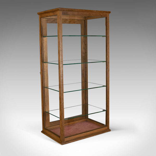 Antique Display Cabinet, Glass Shelves, English, Late 19th Century, Oak, C.1900 - London Fine Antiques