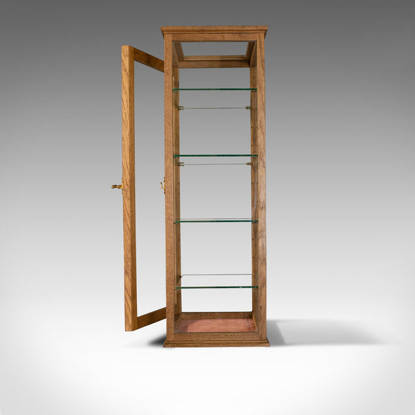 Antique Display Cabinet, Glass Shelves, English, Late 19th Century, Oak, C.1900 - London Fine Antiques