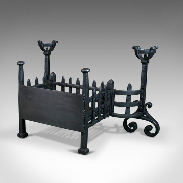 Antique Fireplace, Medieval Style, Cup Dogs, English Iron, Circa 1900 - London Fine Antiques