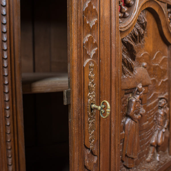 Antique, Breton Cabinet, Carved French Sideboard, Oak, Late 19th Century C.1880 - London Fine Antiques