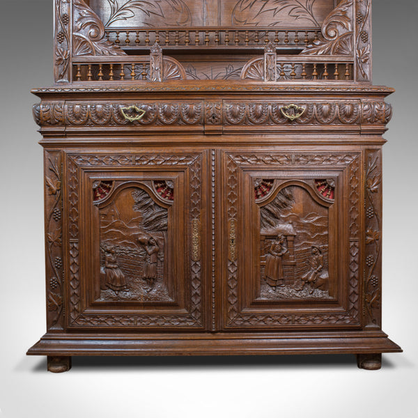 Antique, Breton Cabinet, Carved French Sideboard, Oak, Late 19th Century C.1880 - London Fine Antiques