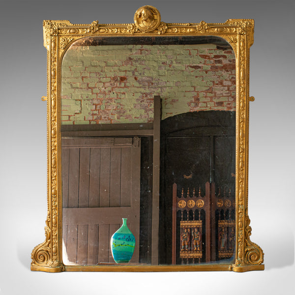 Antique, Overmantel Mirror, Italian, Classical, Gilt Gesso, Wall, Circa 1850 - London Fine Antiques
