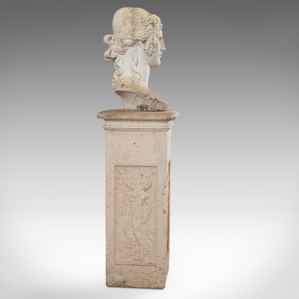 Antique Bust on Pedestal, Garden, Italian, Classical, Female Pose, Circa 1910 - London Fine Antiques
