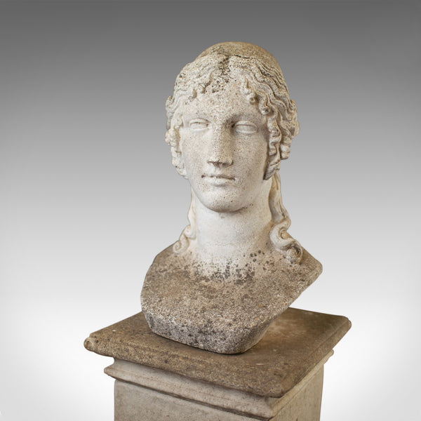 Antique Bust on Pedestal, Garden, Italian, Classical, Female Pose, Circa 1910 - London Fine Antiques