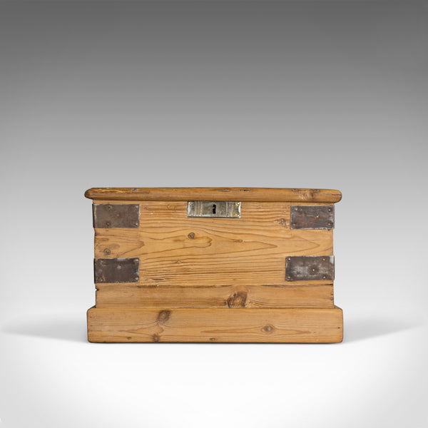 Small Antique Carriage Chest, Victorian, Metal Bound, Pine Trunk, Circa 1870 - London Fine Antiques
