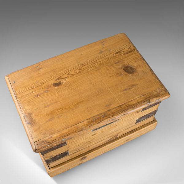 Small Antique Carriage Chest, Victorian, Metal Bound, Pine Trunk, Circa 1870 - London Fine Antiques