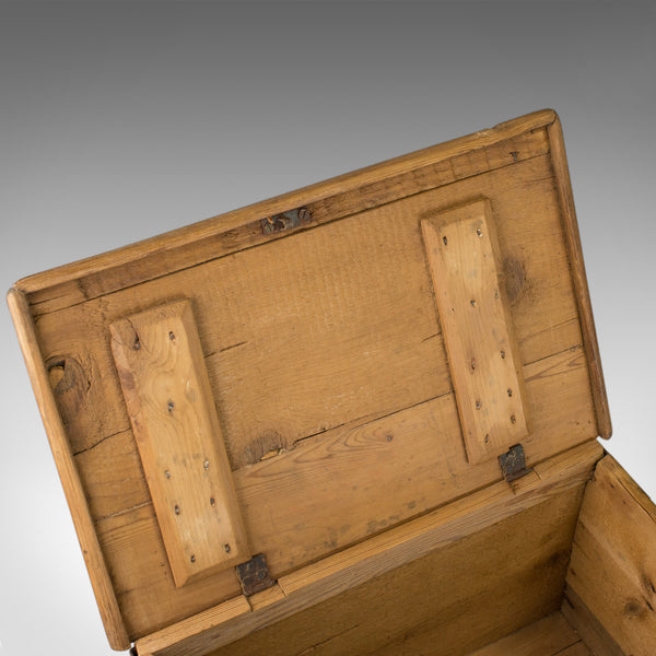 Small Antique Carriage Chest, Victorian, Metal Bound, Pine Trunk, Circa 1870 - London Fine Antiques