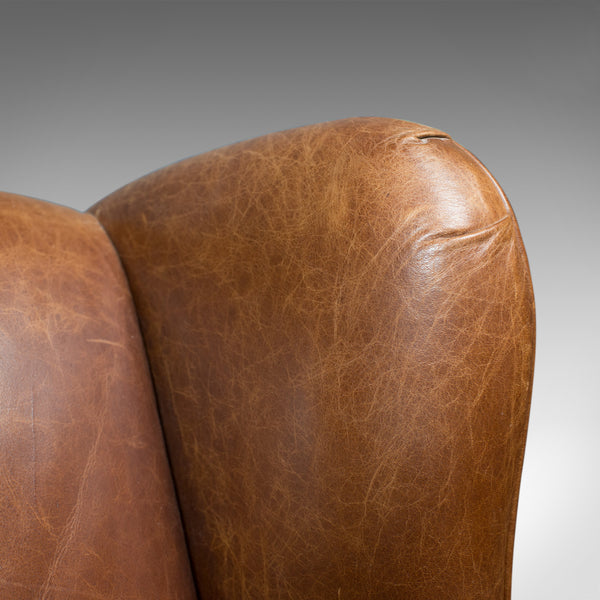 Vintage Leather Armchair, English, Wingback Chair, Late 20th Century - London Fine Antiques