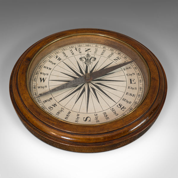 Antique Desk Compass, English, Oak, Maritime, Ship, Regency, Circa 1830 - London Fine Antiques