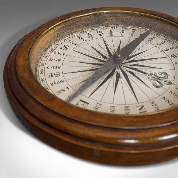 Antique Desk Compass, English, Oak, Maritime, Ship, Regency, Circa 1830 - London Fine Antiques