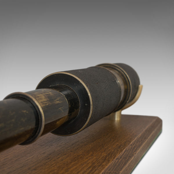 Vintage Stalking Telescope, English, Leather, Brass, Pocket, 3 Draw, Early C20th - London Fine Antiques