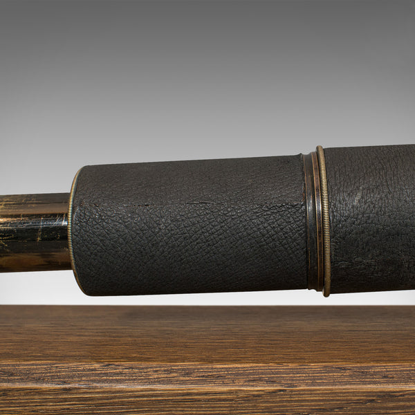 Vintage Stalking Telescope, English, Leather, Brass, Pocket, 3 Draw, Early C20th - London Fine Antiques