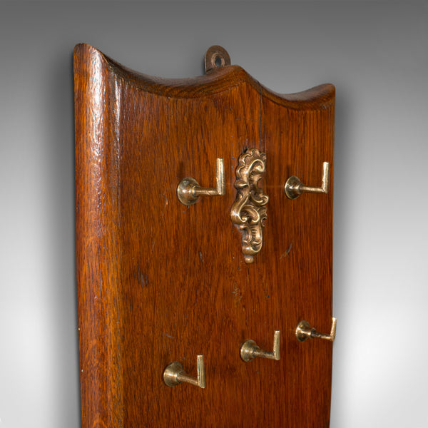 Antique Keymaster's Board, Scottish, Oak, Brass, Key Shield, Victorian, C.1900