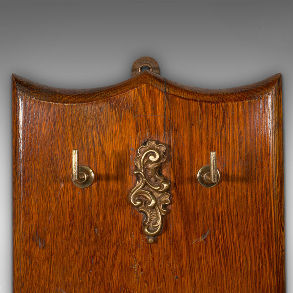 Antique Keymaster's Board, Scottish, Oak, Brass, Key Shield, Victorian, C.1900