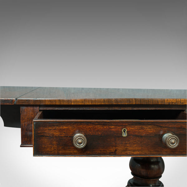 Antique Sofa Table, English, Rosewood, Drop Leaf, Side, Occasional, Regency - London Fine Antiques
