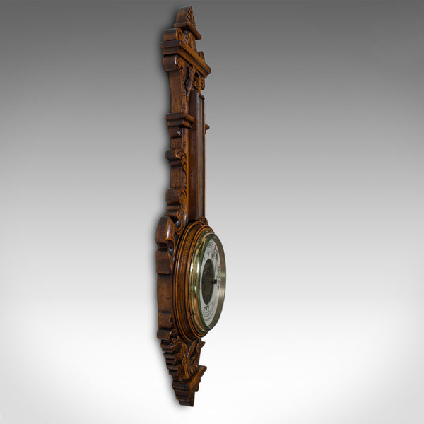 Antique Aneroid Barometer, English, Winstanley of Wigan, Oak, Banjo, Temperature - London Fine Antiques