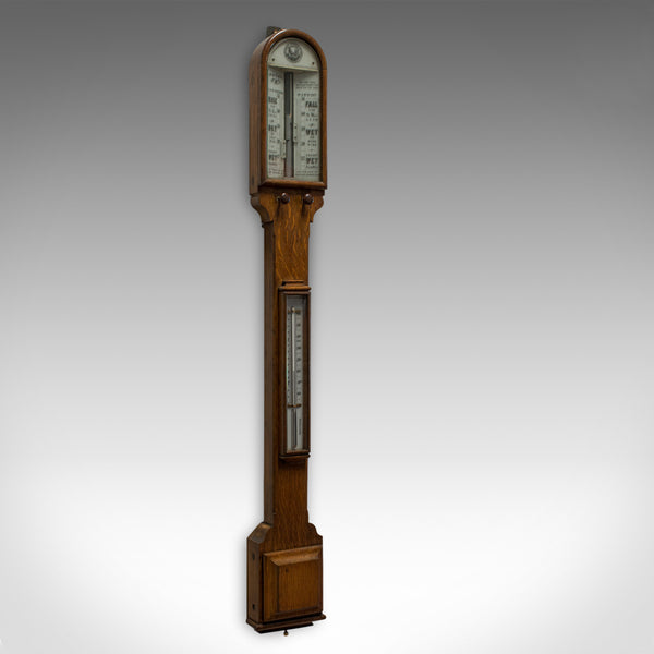 Antique Stick Barometer, English, Oak, Twin Vernier, Army and Navy, Victorian - London Fine Antiques