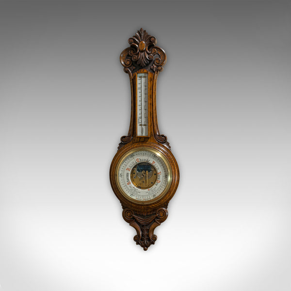 Antique Aneroid Barometer, English, Oak, Banjo, CSSA Ltd, London, Circa 1910 - London Fine Antiques