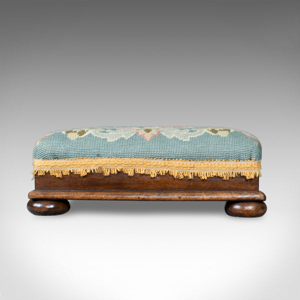 Square Antique Footstool, English, Victorian, Needlepoint, Carriage, C19th c1890 - London Fine Antiques