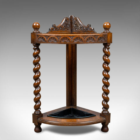Antique Corner Stick Stand, Edwardian, Umbrella, Oak, Early C20th, Circa 1910 - London Fine Antiques
