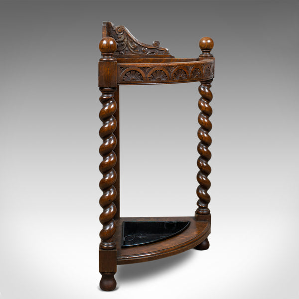 Antique Corner Stick Stand, Edwardian, Umbrella, Oak, Early C20th, Circa 1910 - London Fine Antiques