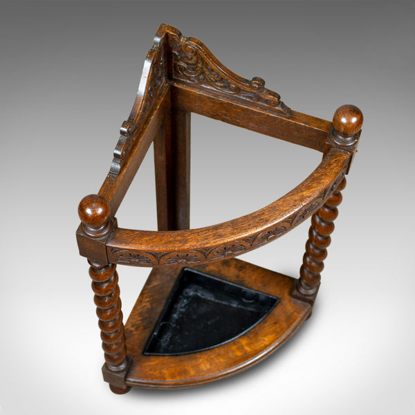 Antique Corner Stick Stand, Edwardian, Umbrella, Oak, Early C20th, Circa 1910 - London Fine Antiques