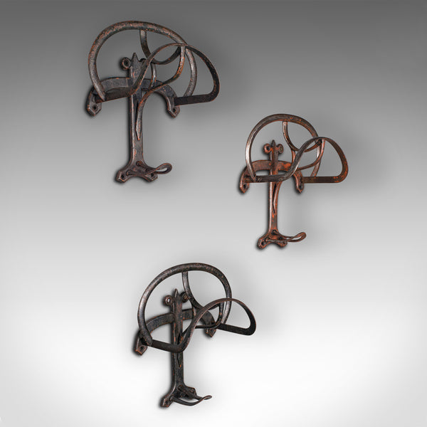 Set of 3 Antique Tack Rests, English, Equestrian, Hall, Kitchen Rack, Victorian
