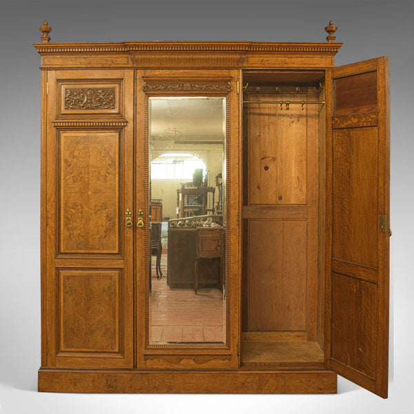 Antique Triple Wardrobe, Scottish, Oak, Compactum, Victorian, Circa 1870 - London Fine Antiques