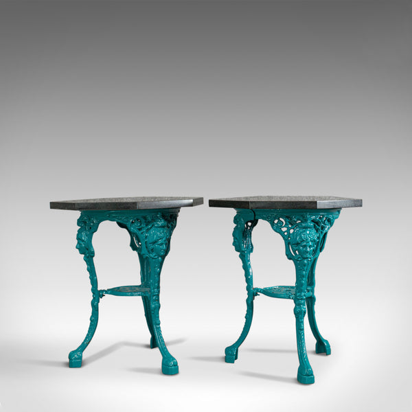 Vintage, Pair, Granite, Cafe, Table, English, Cast Iron, Garden, Dominic Hurley - London Fine Antiques