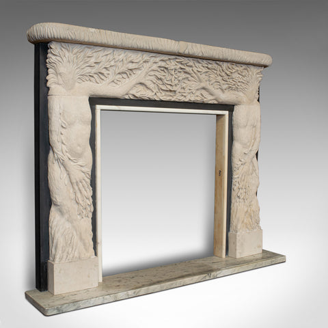 Forest Decorative Fire Surround, Mantelpiece, English, Portland Stone Fireplace - London Fine Antiques