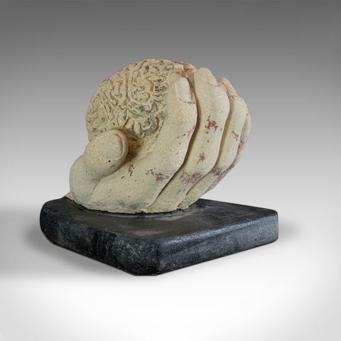 Brain Hand, Artwork, Dominic Hurley, English, Bath Stone, Decorative, Sculpture - London Fine Antiques
