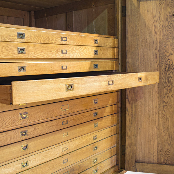 Massive Vintage Document Cabinet, English, Oak, Specimen, Art, Archive, Cupboard - London Fine Antiques