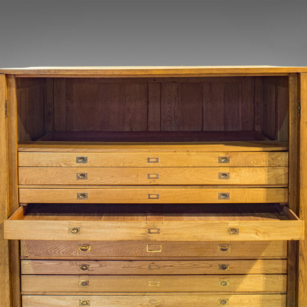 Massive Vintage Document Cabinet, English, Oak, Specimen, Art, Archive, Cupboard - London Fine Antiques
