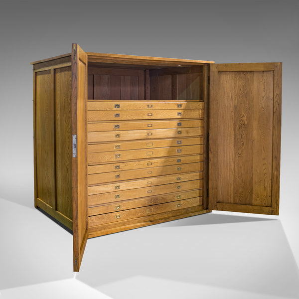 Massive Vintage Document Cabinet, English, Oak, Specimen, Art, Archive, Cupboard - London Fine Antiques