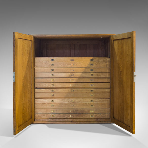 Massive Vintage Document Cabinet, English, Oak, Specimen, Art, Archive, Cupboard - London Fine Antiques