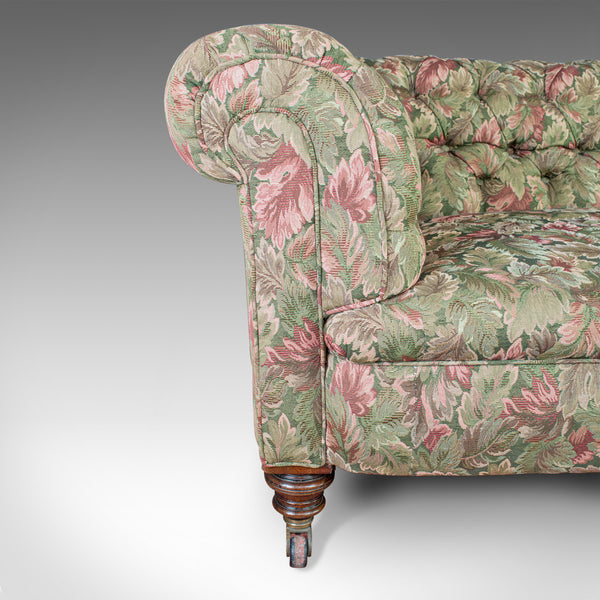 Antique Chesterfield Sofa, English, Textile, Mahogany, Couch, Seats 2 to 3 - London Fine Antiques