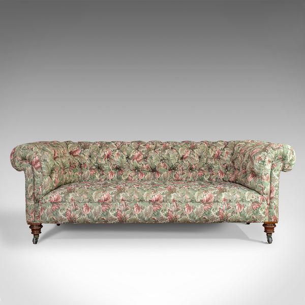 Antique Chesterfield Settee, English, Textile, Upholstered, Sofa, Seating 2 to 3 - London Fine Antiques
