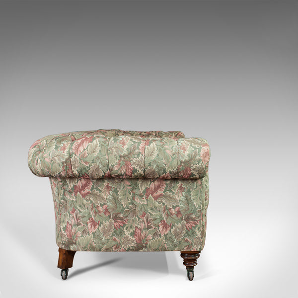 Antique Chesterfield Settee, English, Textile, Upholstered, Sofa, Seating 2 to 3 - London Fine Antiques