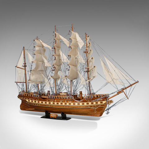 Large Vintage Model, France II, English, Mahogany, Collectible, Ship, Display - London Fine Antiques