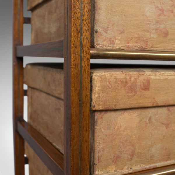 Antique Storage Cabinet, 6 Boxes, English, Edwardian, Mahogany, Brass, Etagere - London Fine Antiques