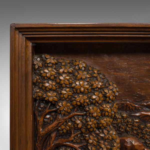 Vintage Carved Wall Panel, Ceylon, Ironwood, Decorative, Frieze, Jungle, C20th - London Fine Antiques