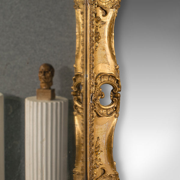 Large Antique Decorative Mirror, Gilt Gesso, Hall, Overmantle, Victorian, C.1850