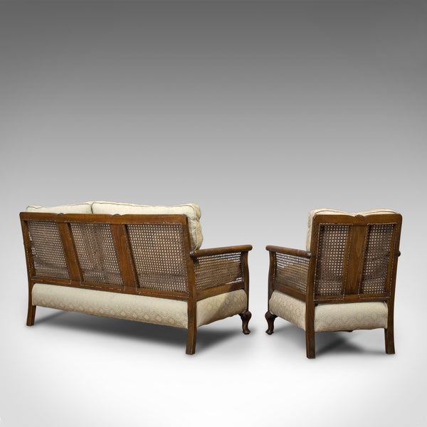 Antique Bergere Suite, English, Beech, Cane, Chair, Sofa, Set, Edwardian C.1910 - London Fine Antiques
