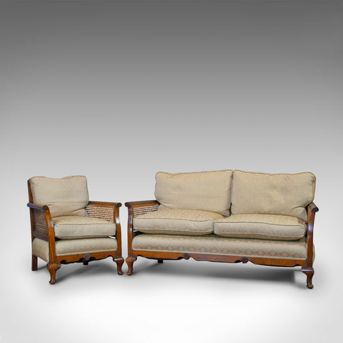 Antique Bergere Suite, English, Beech, Cane, Chair, Sofa, Set, Edwardian C.1910 - London Fine Antiques