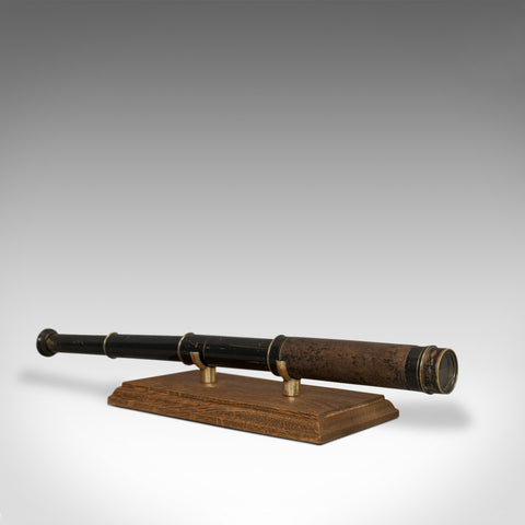 Antique Pocket Telescope, English, Brass, Leather, 3 Draw, Refractor, Victorian - London Fine Antiques