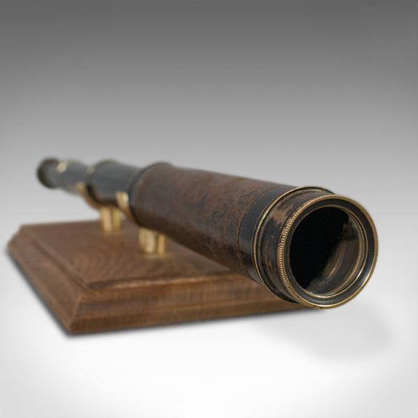 Antique Pocket Telescope, English, Brass, Leather, 3 Draw, Refractor, Victorian - London Fine Antiques