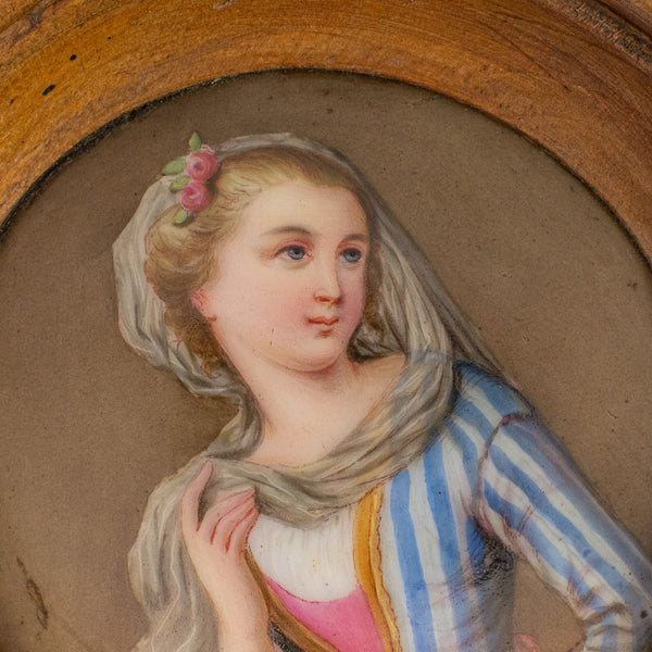 Antique Porcelain Plaque, English, Walnut, Ceramic, Decorative, Portrait c.1890 - London Fine Antiques