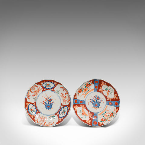 Pair Of, Vintage Imari Dishes, Oriental, Painted, Ceramic, Decorative, Saucers - London Fine Antiques
